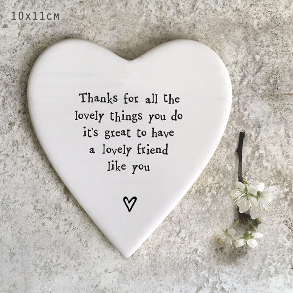 East of India Heart Shape Coaster-Thanks For The Lovely Things