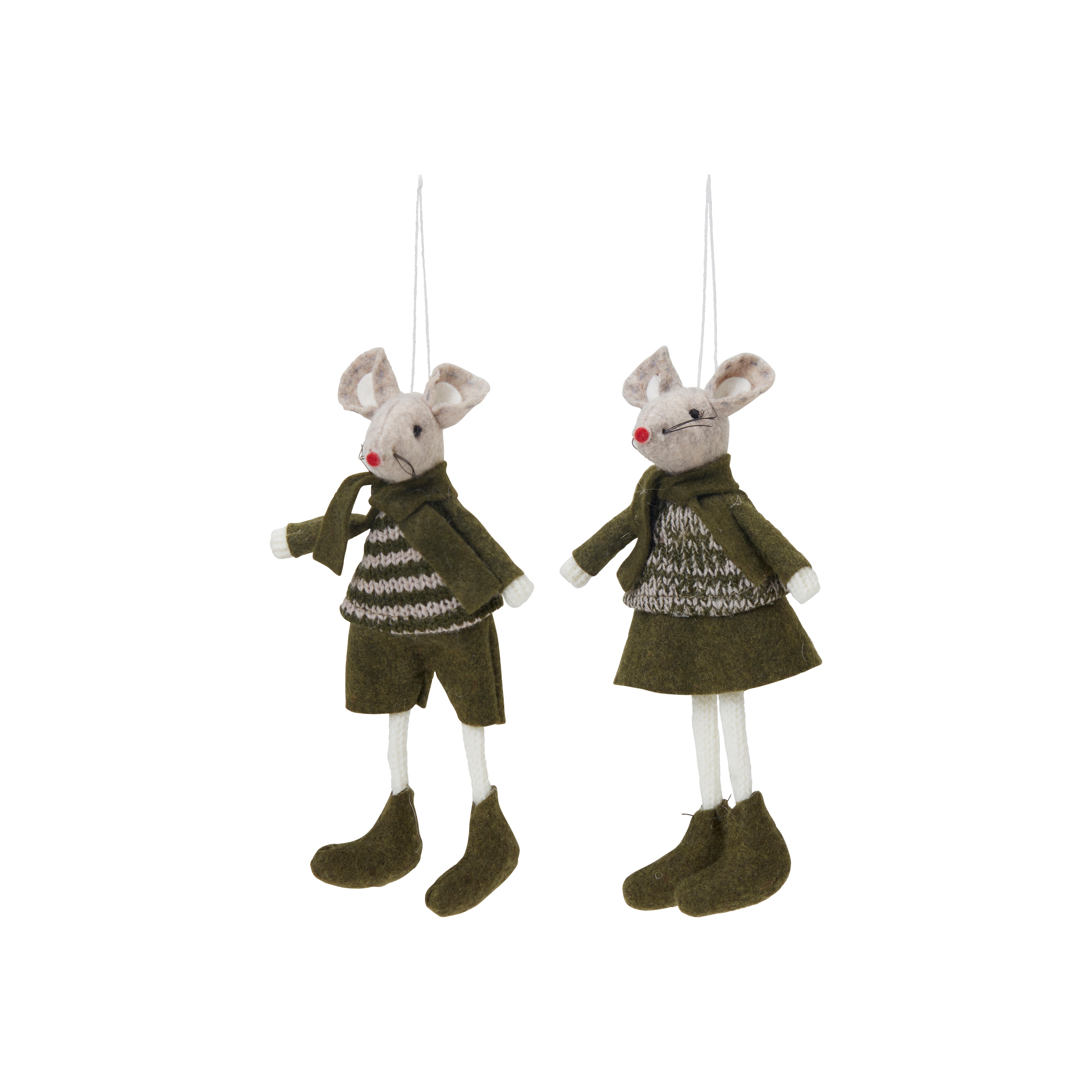 Sixten & Sally Green Hanging Mice Decorations