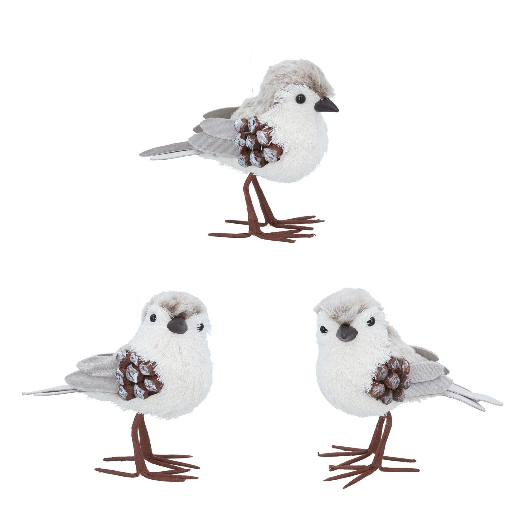 Large Natural White Fabric/Cone Bird Decorations