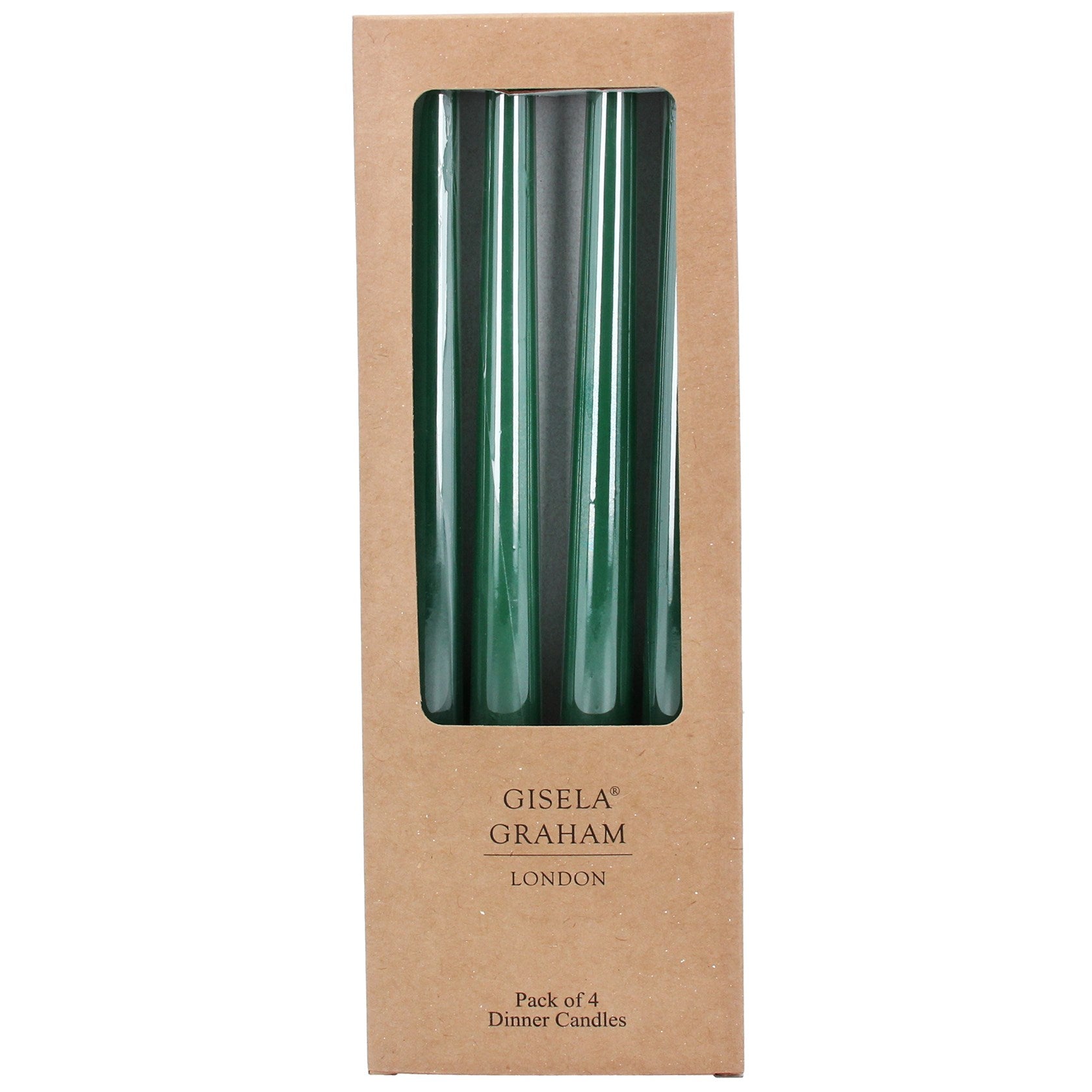 Box of 4 Dark Green Taper Candles