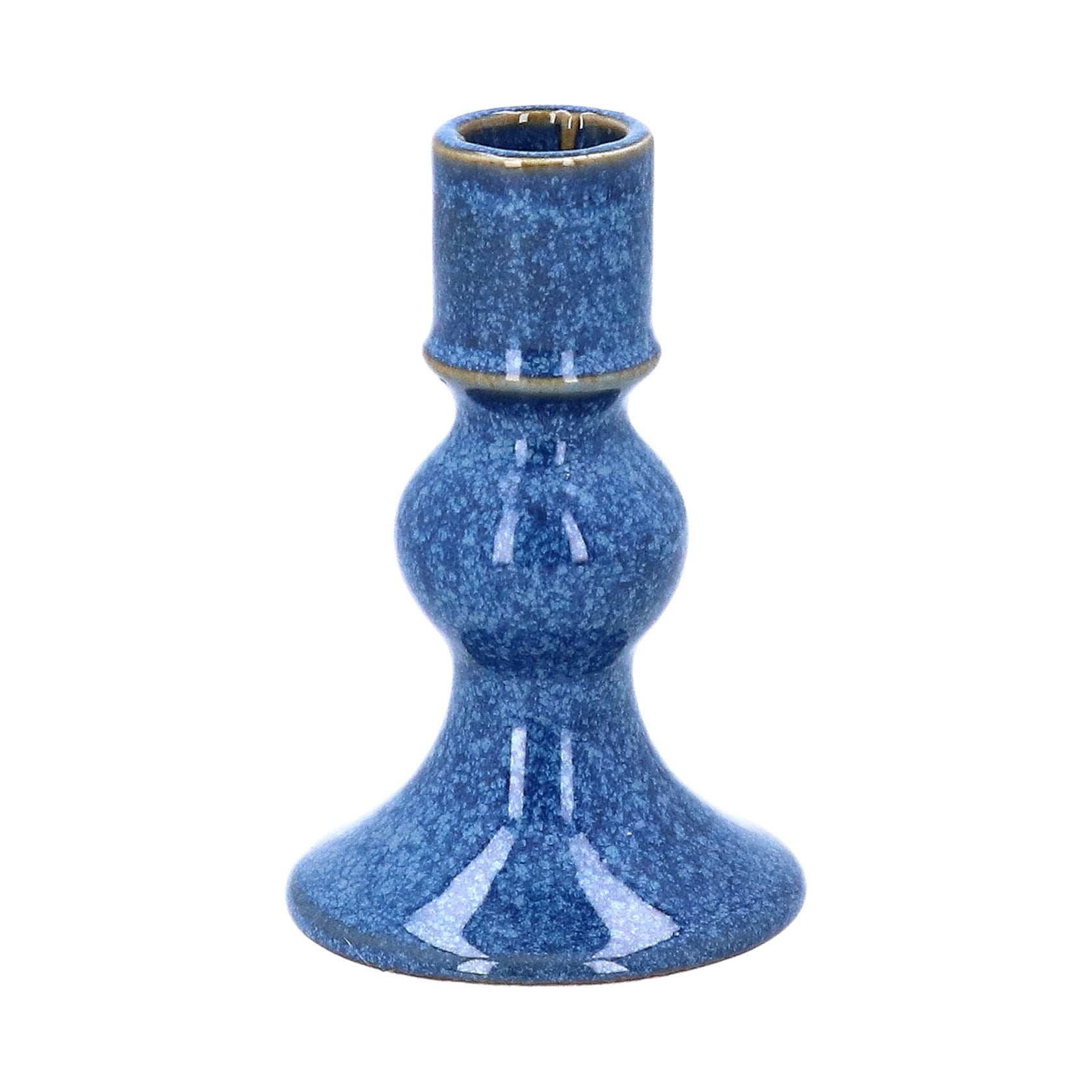 Short Blue Porcelain Candlestick