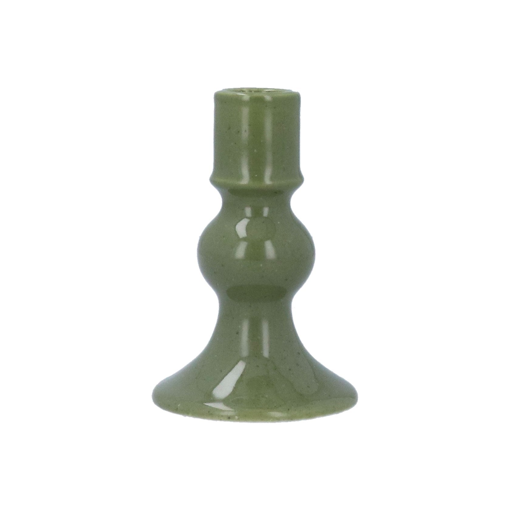 Short Green Porcelain Candlestick