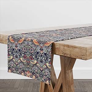 William Morris Strawberry Thief Fabric Table Runner (Navy)