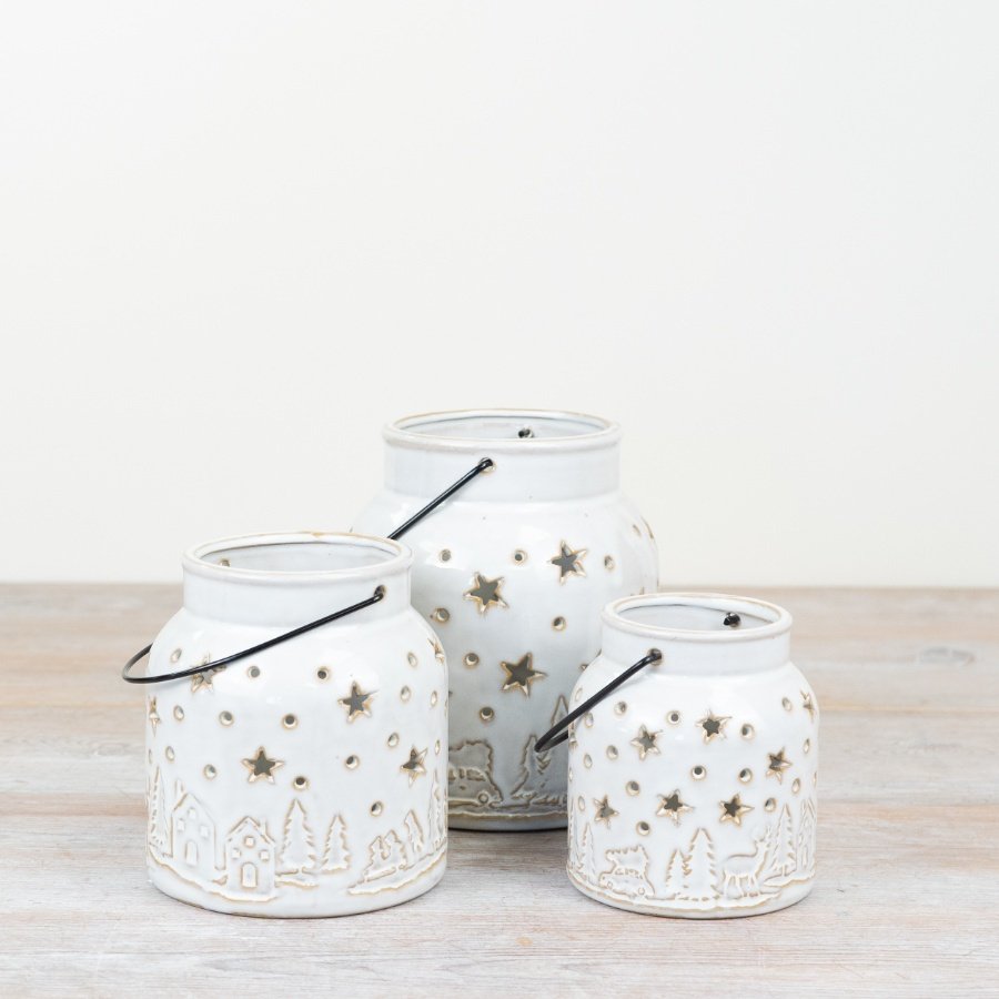 Small White Christmas Candle Lantern