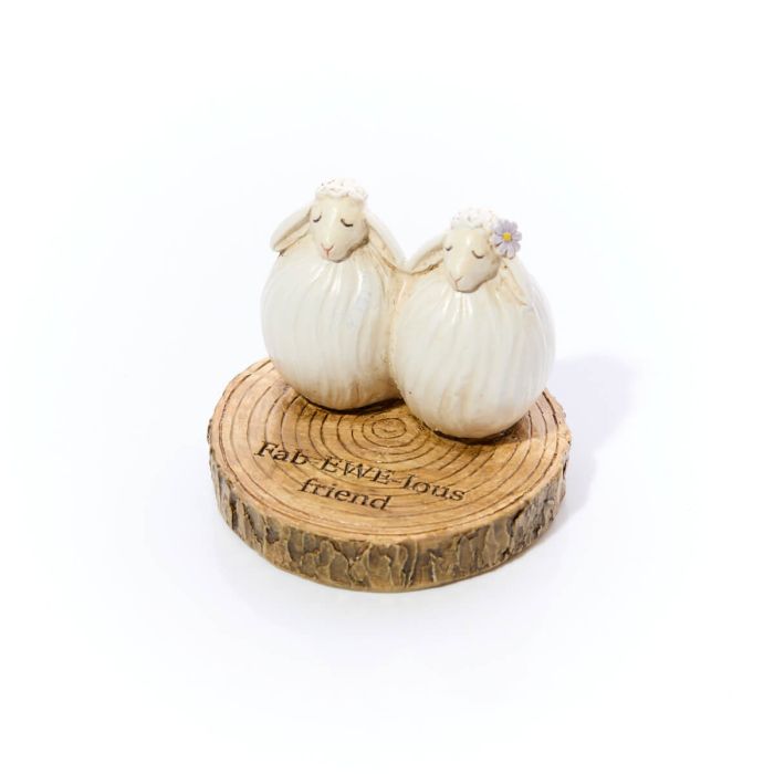 Resin Sheep Couple On Bark