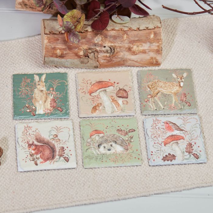 Slate Woodland Animal Coasters