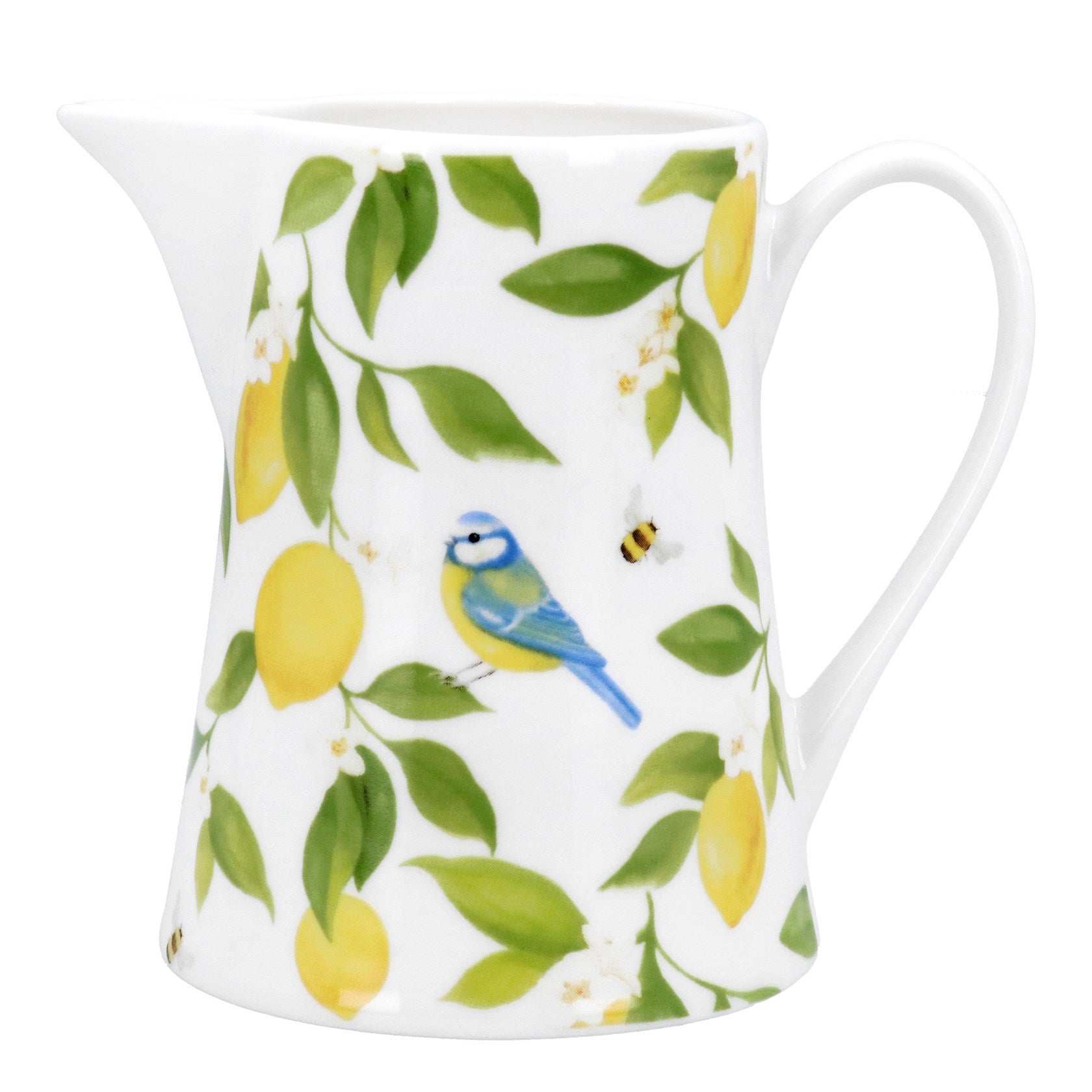 Lemons and Blue Tits Bone China Jug (Small)