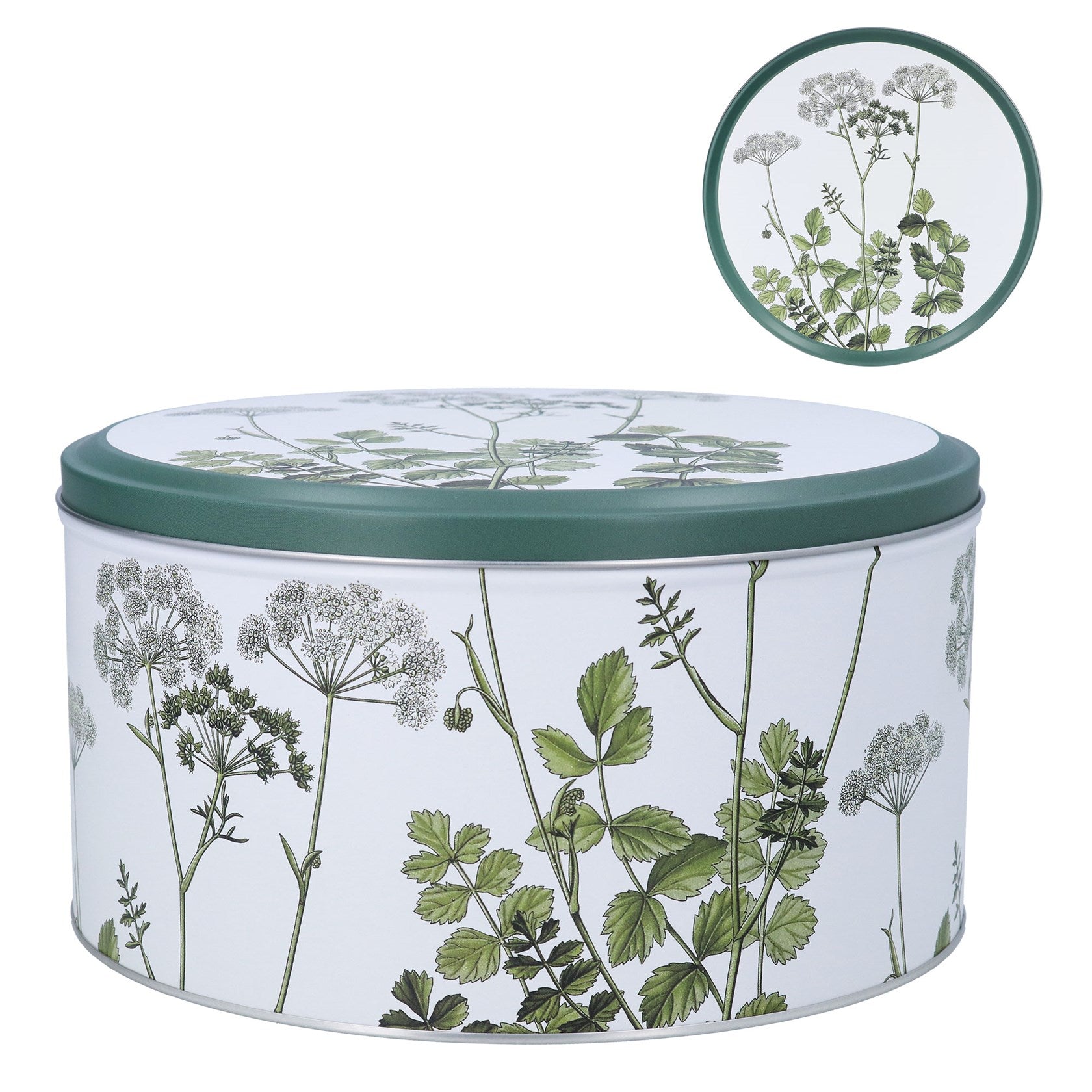 Green Floral Hedgerow Cake Tin