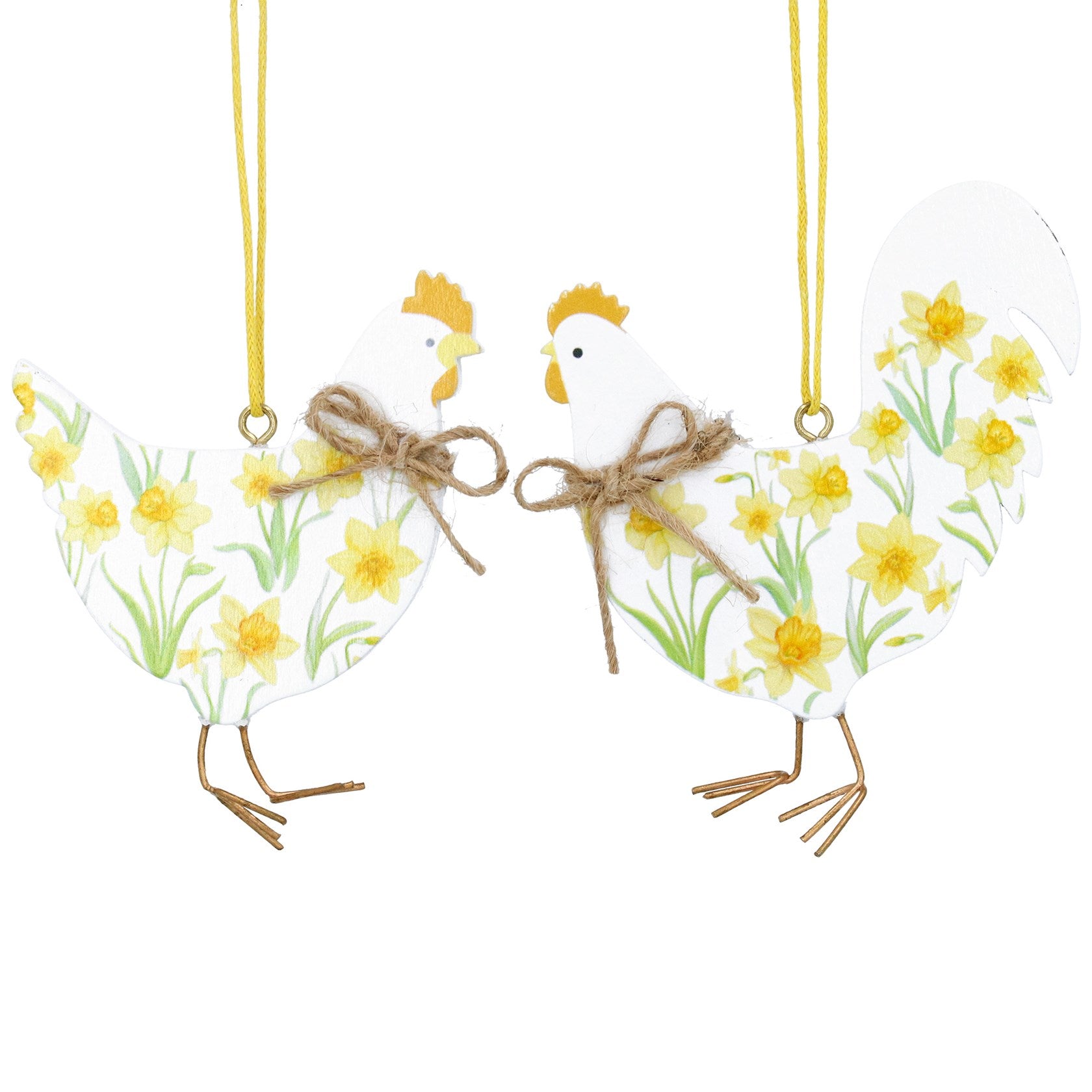 Daffodil Wooden Hen/Rooster Hanger