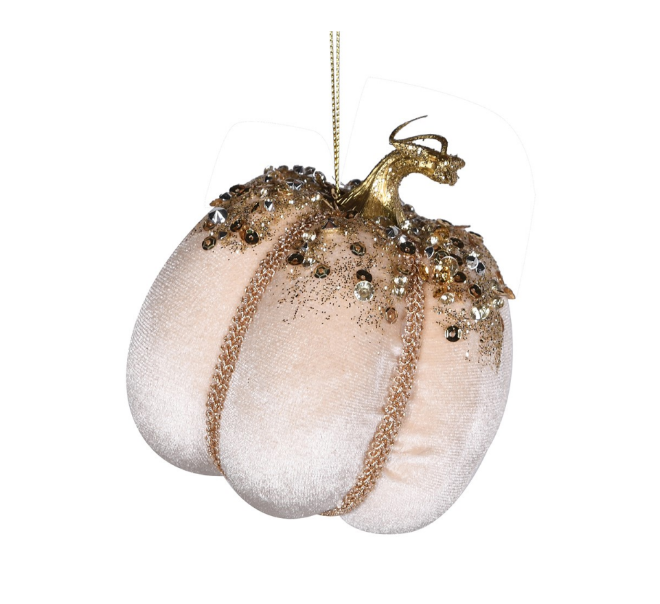 Gold Sequin Pumpkin Hanging Decoration