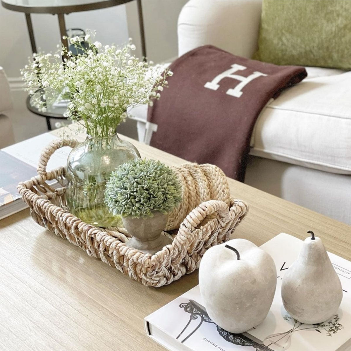 Cement Apple and Pear Decorative Set