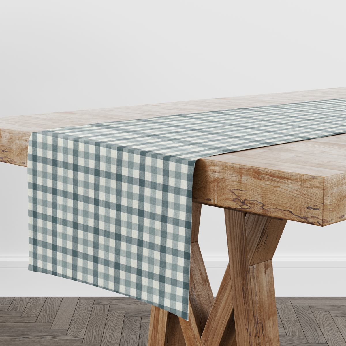 Audley Adriatic Blue Gingham Table Runner
