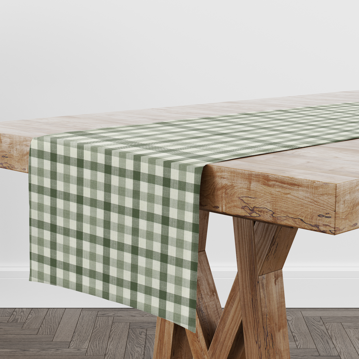 Audley Ivy Dark Green Gingham Table Runner