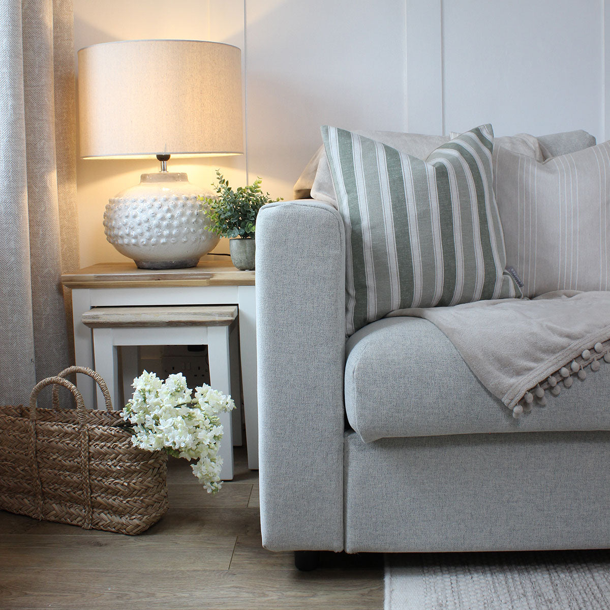 Augustine Sage Green Stripe Rectangle Cushion