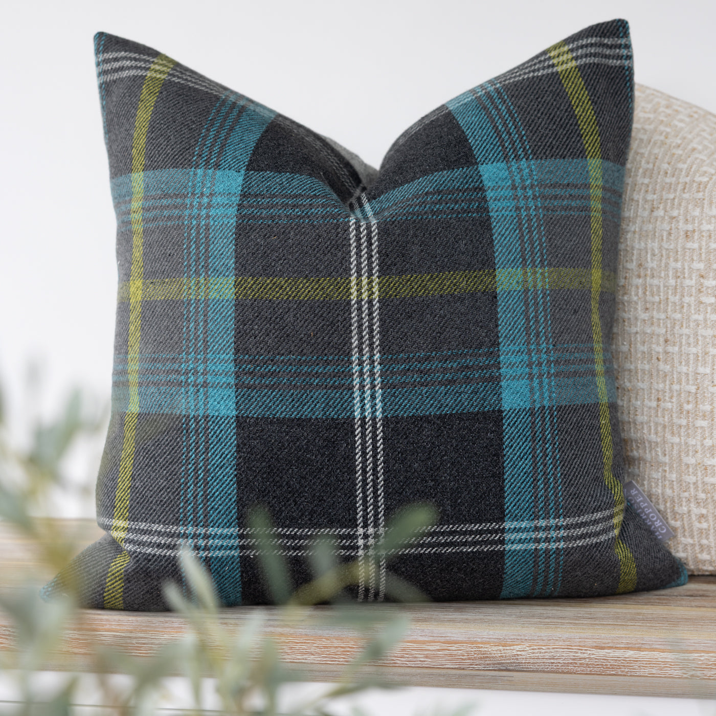 Blue & Navy Checked Tartan Cushion Cover