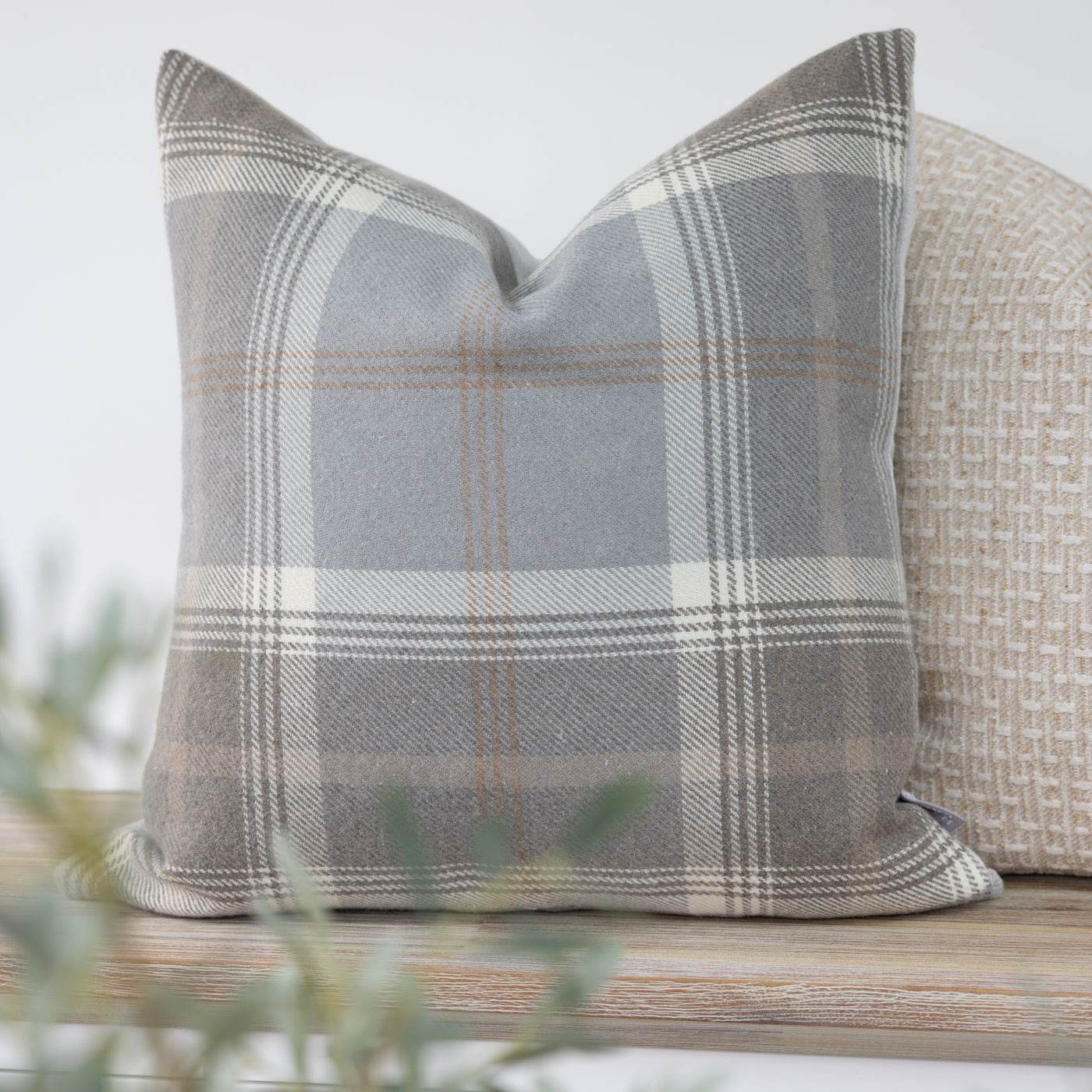 Grey & Brown Checked Tartan Cushion Cover