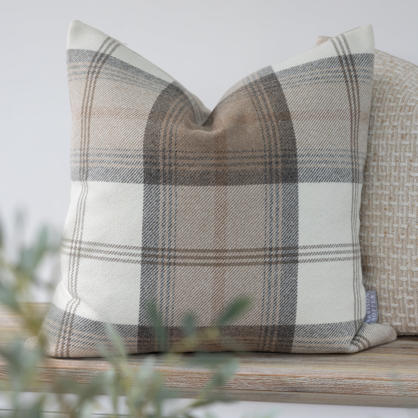 Brown & Cream Checked Tartan Cushion Cover