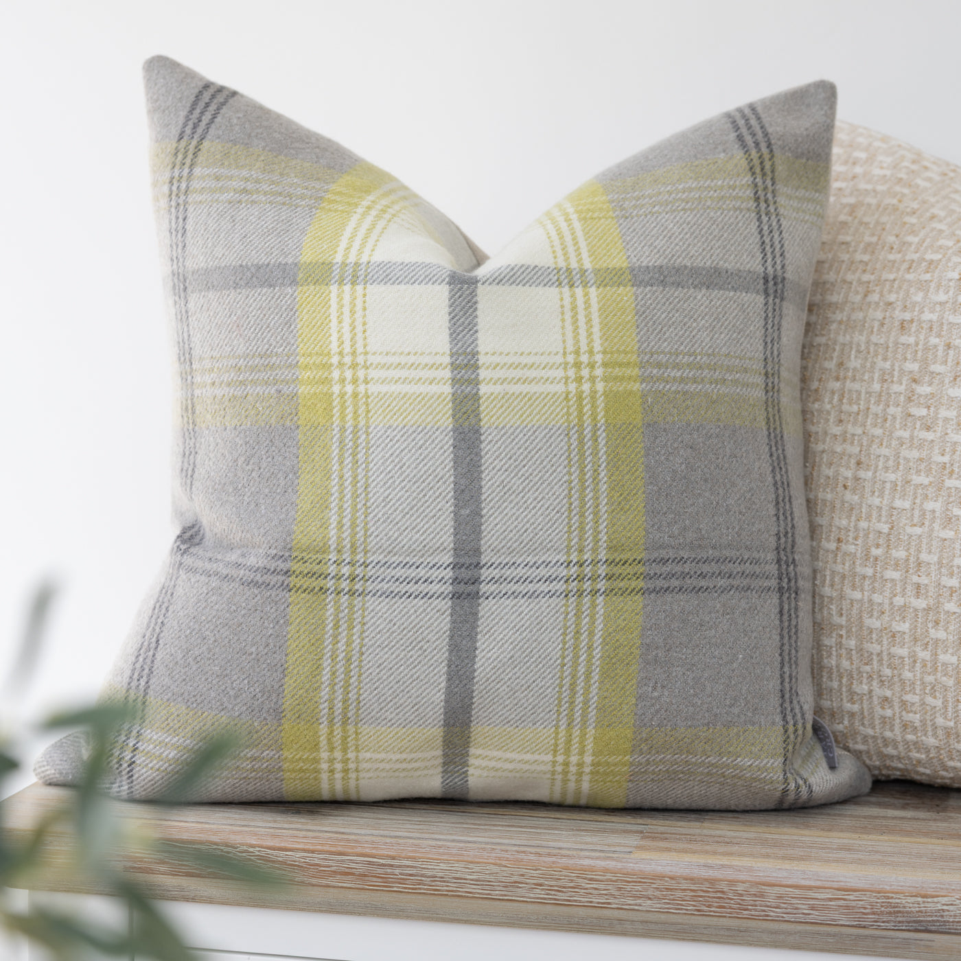 Balmoral Citrus Grey Tartan Cushion Cover