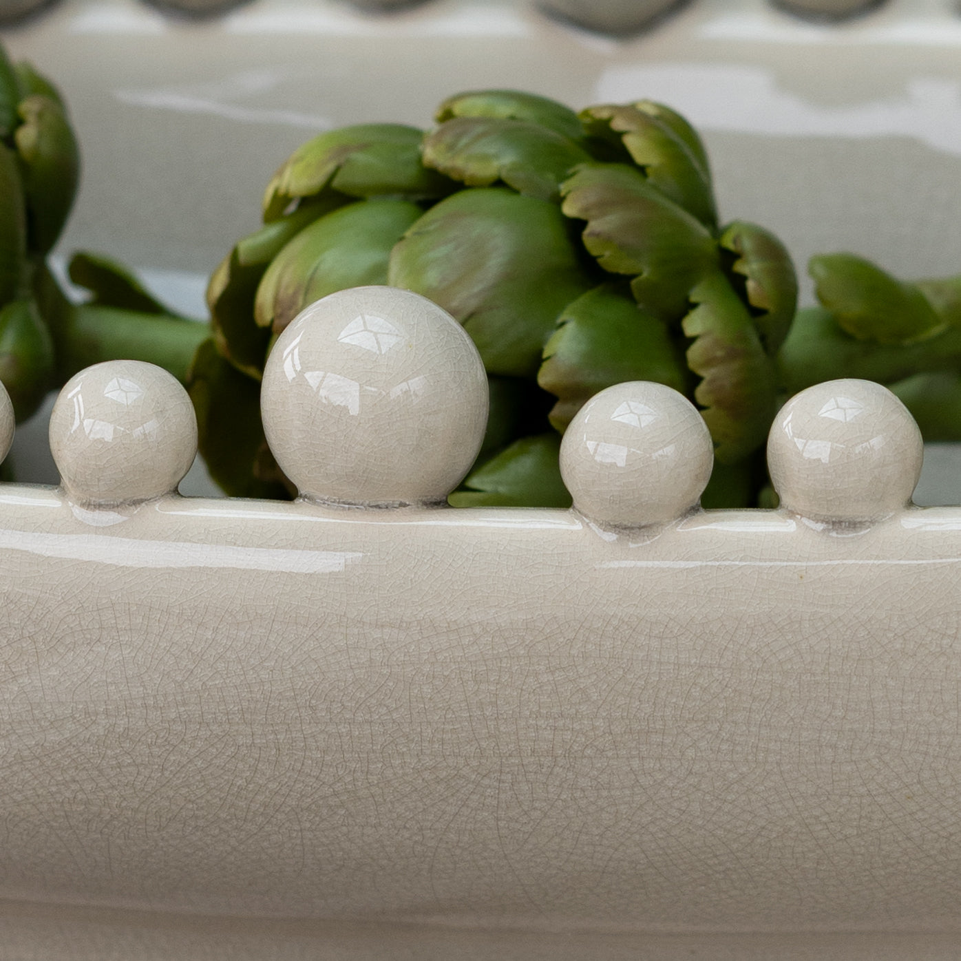 Beige Ceramic Bobble Edged Decorative Bowl