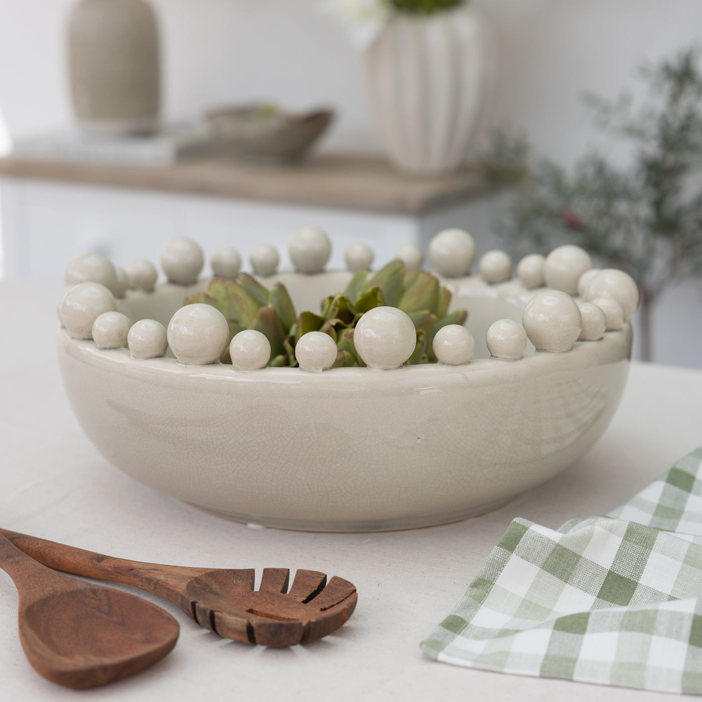 Bobble Edged Beige Decorative Bowl
