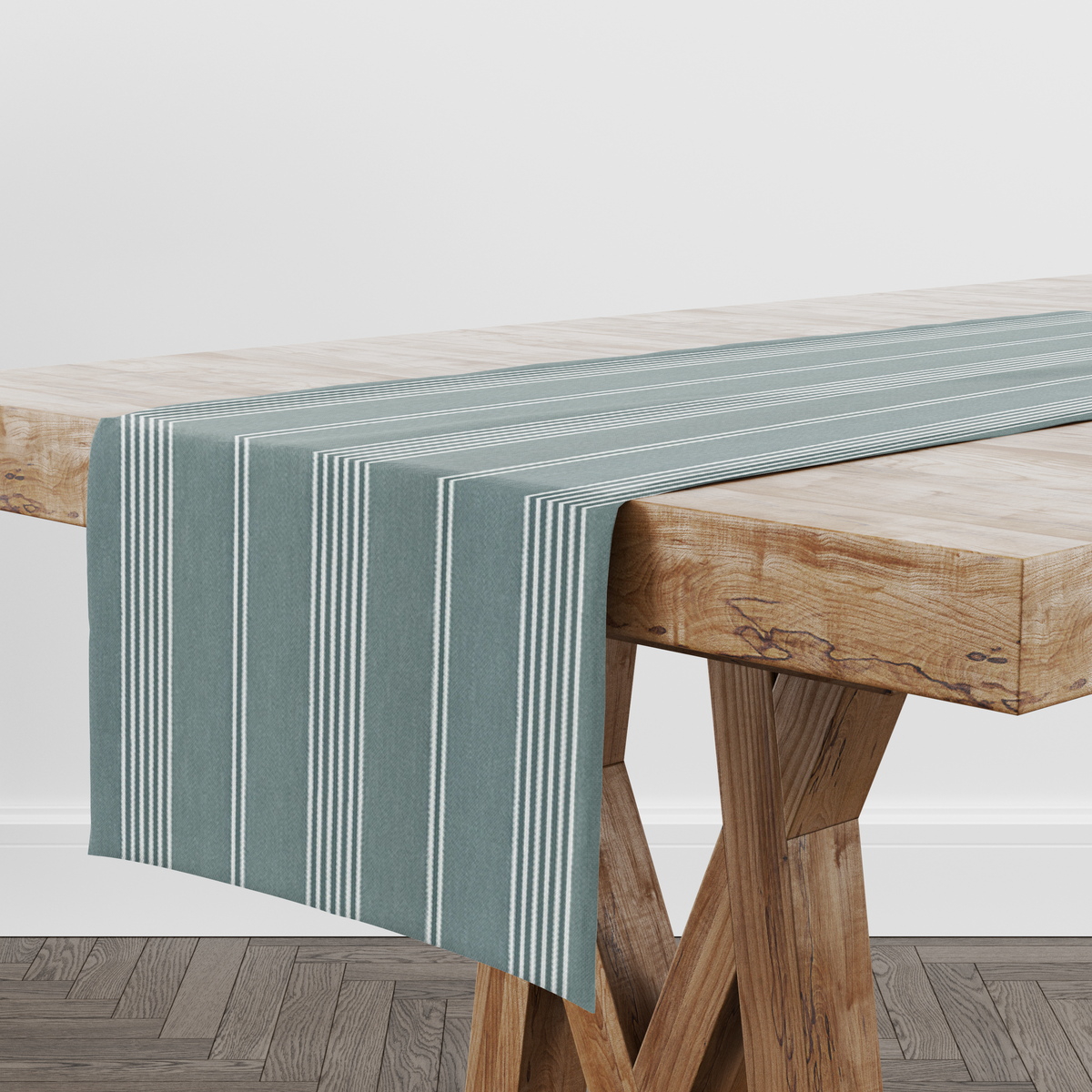 Brodsworth Adriatic Blue Stripe Table Runner