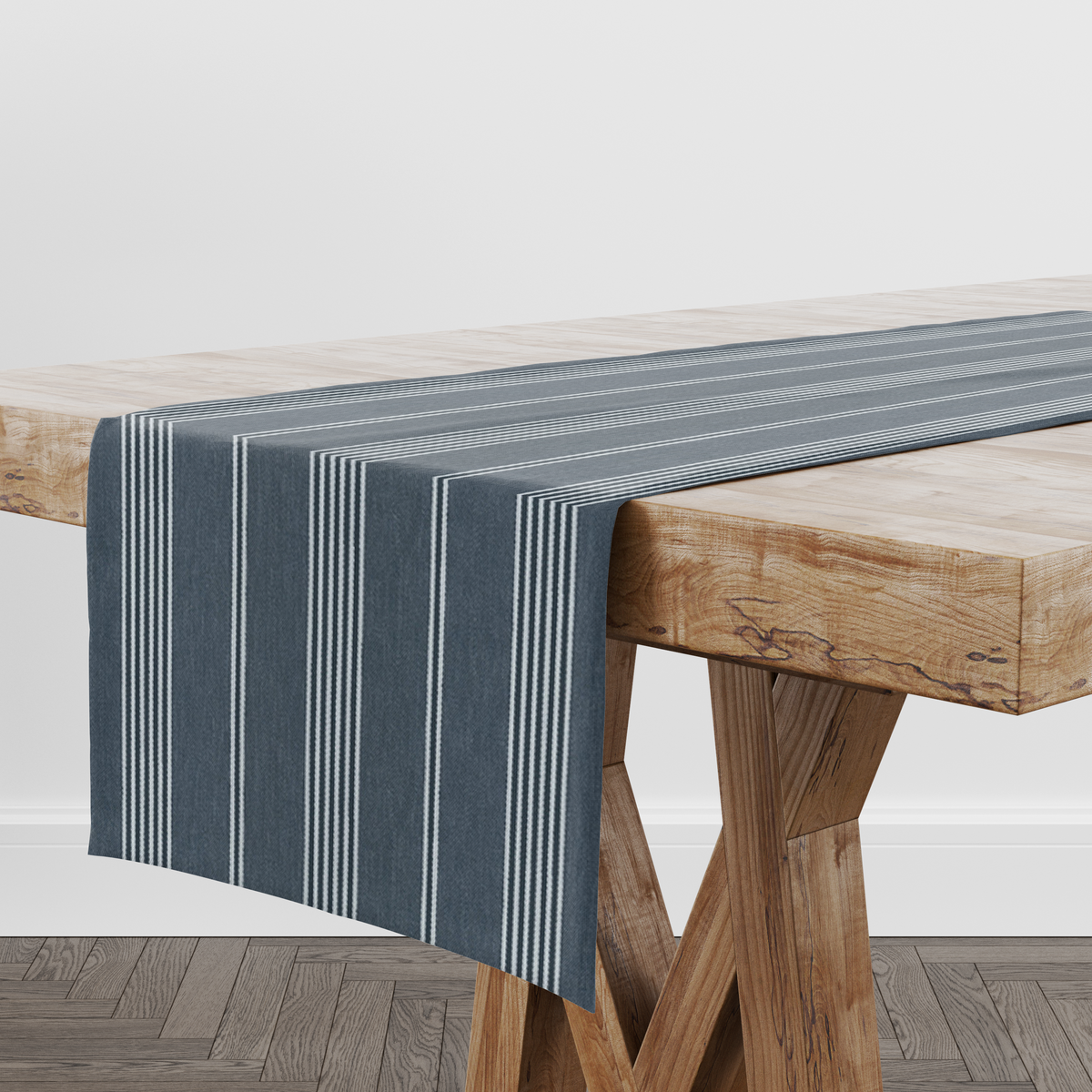 Brodsworth Twilight Navy Stripe Table Runner