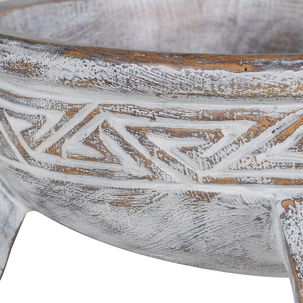 White Wash Aztec Bowl