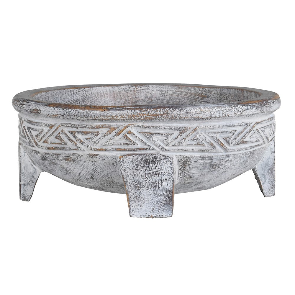 White Wash Aztec Bowl