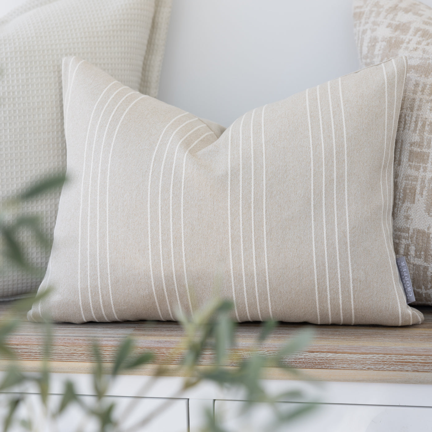 Cape Sand Neutral Stripe Rectangle Cushion