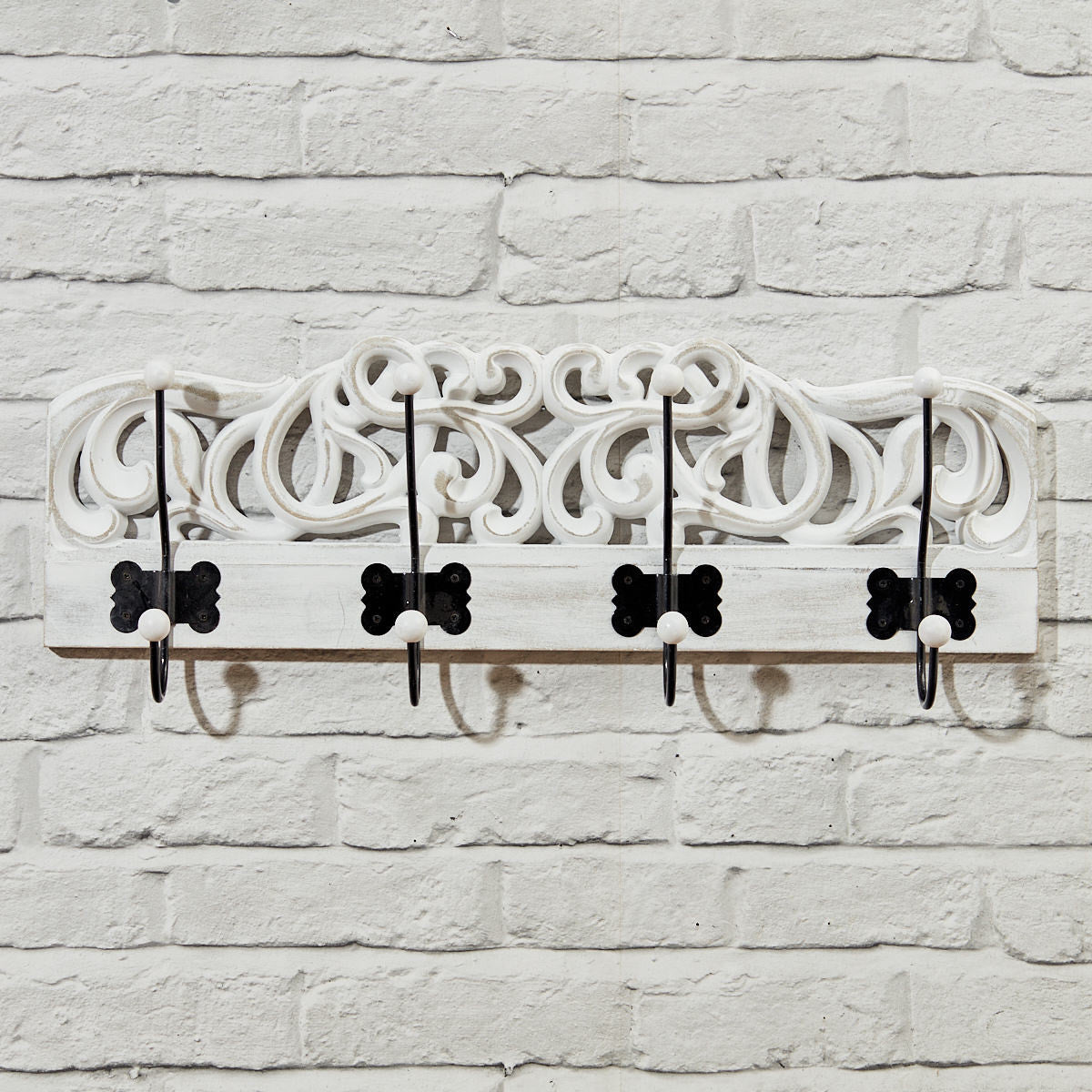 White And Black Carved Wall Hooks