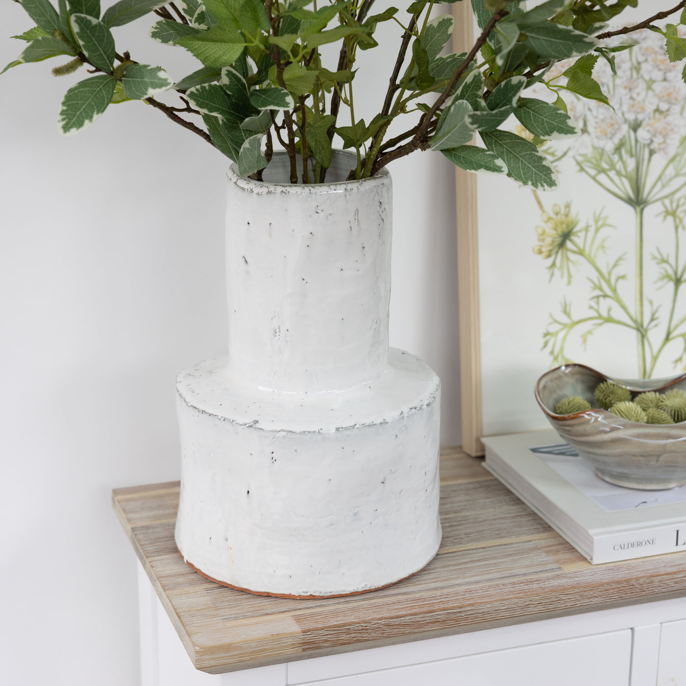 Distressed White Ceramic Vase