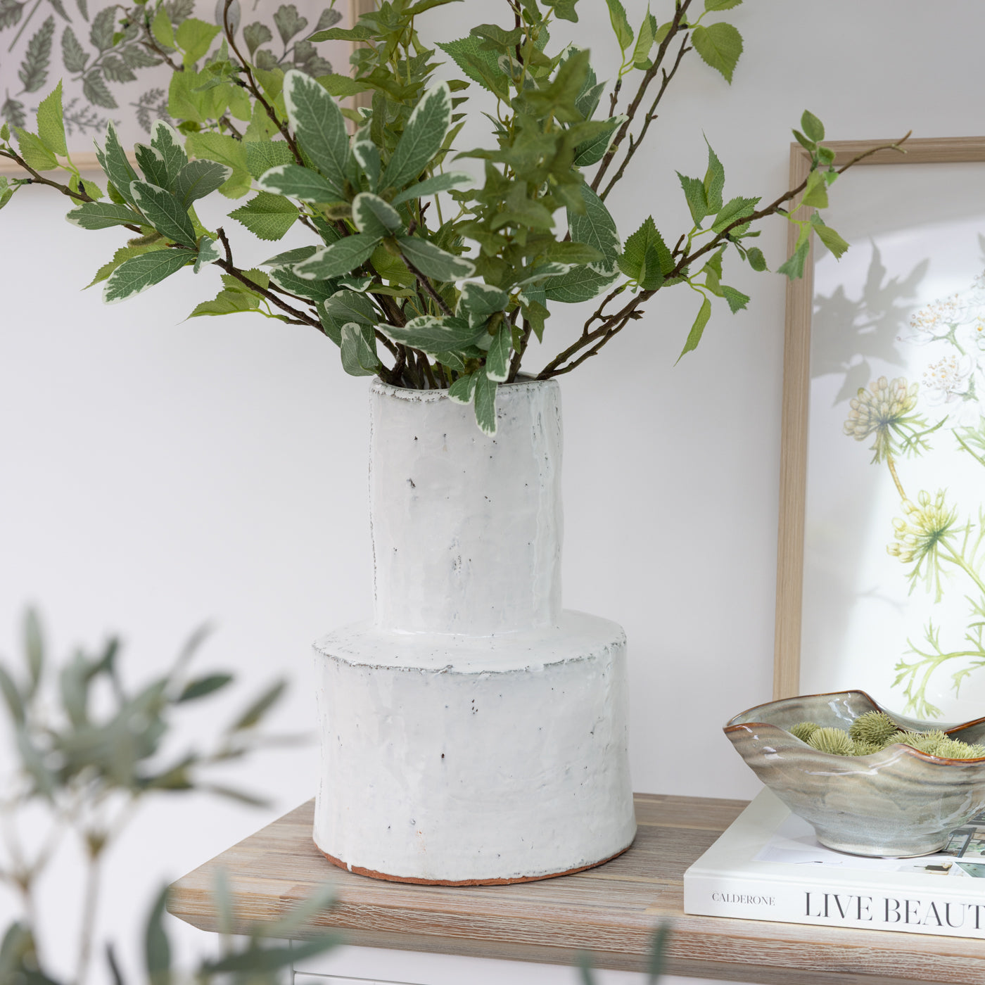 Distressed White Ceramic Vase