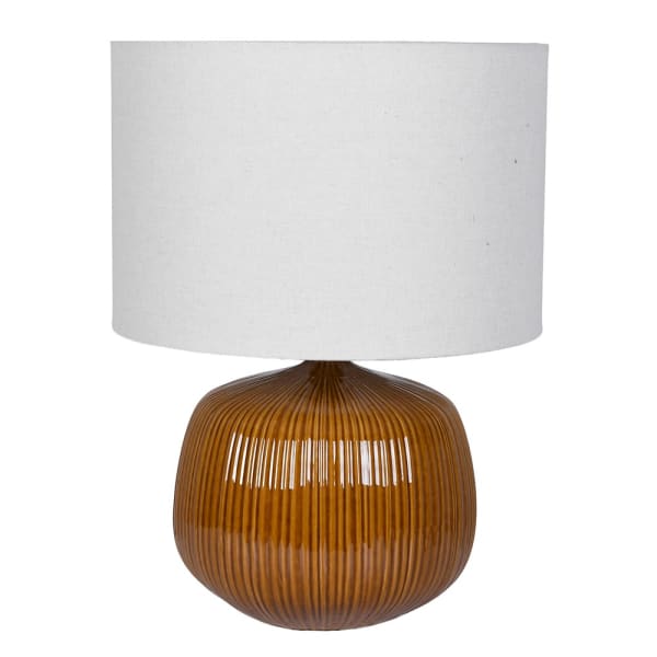Cinnamon Ribbed Ceramic Table Lamp