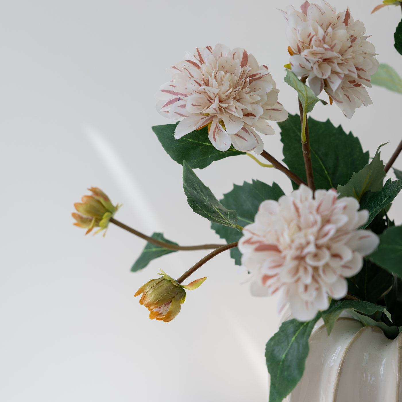 Faux White & Pink Dahlia Spray