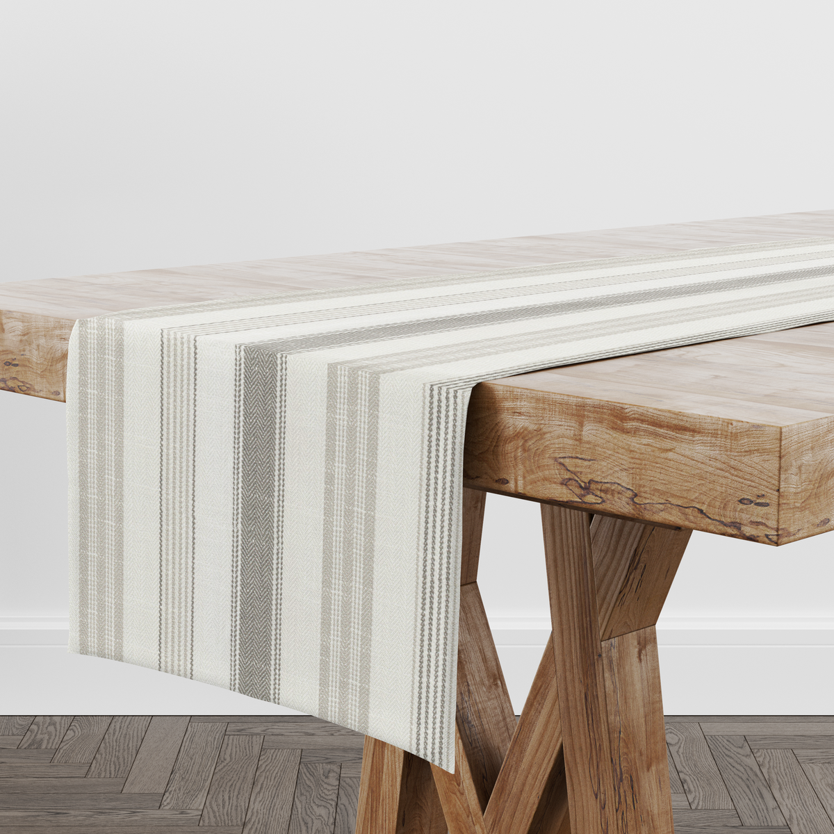 Darwin Linen Beige Stripe Table Runner