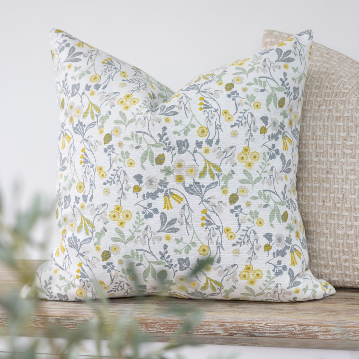 Ochre & Grey Ditsy Floral Cushion Cover
