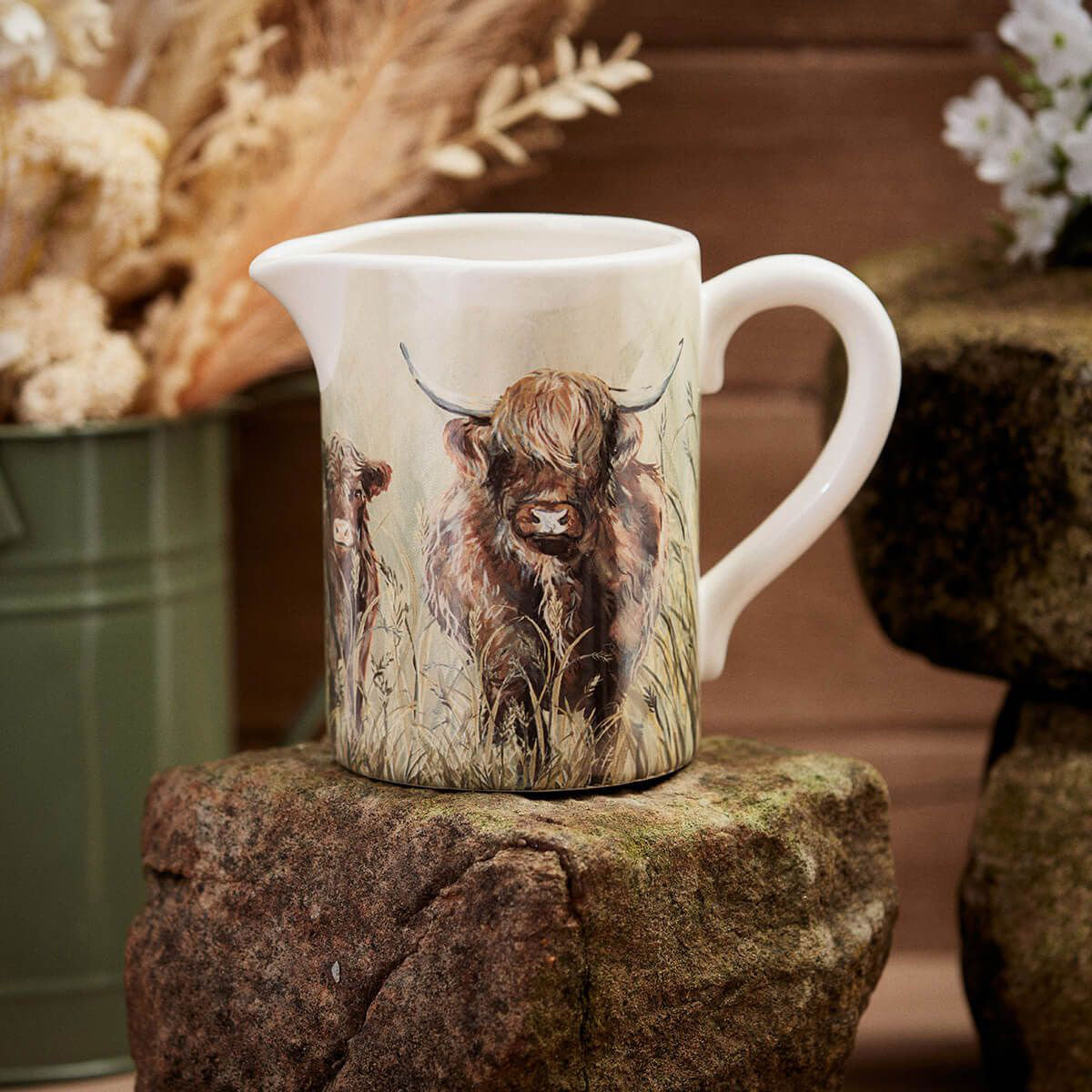 Dougal Highland Cow White Ceramic Jug