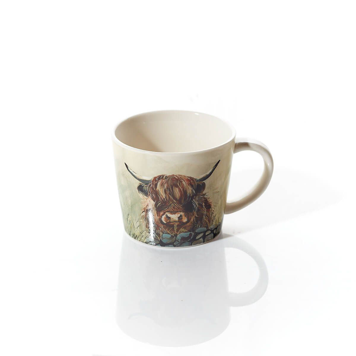 Dougal Highland Cow White Stoneware Mug