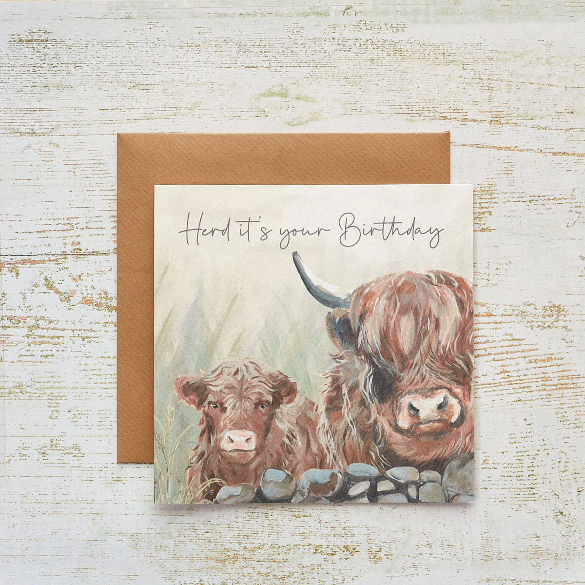 Dougal Highland "Herd it's your Birthday" Greeting Card