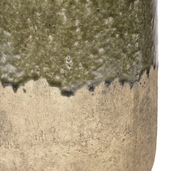 Green & Stone Two-Tone Ceramic Vase