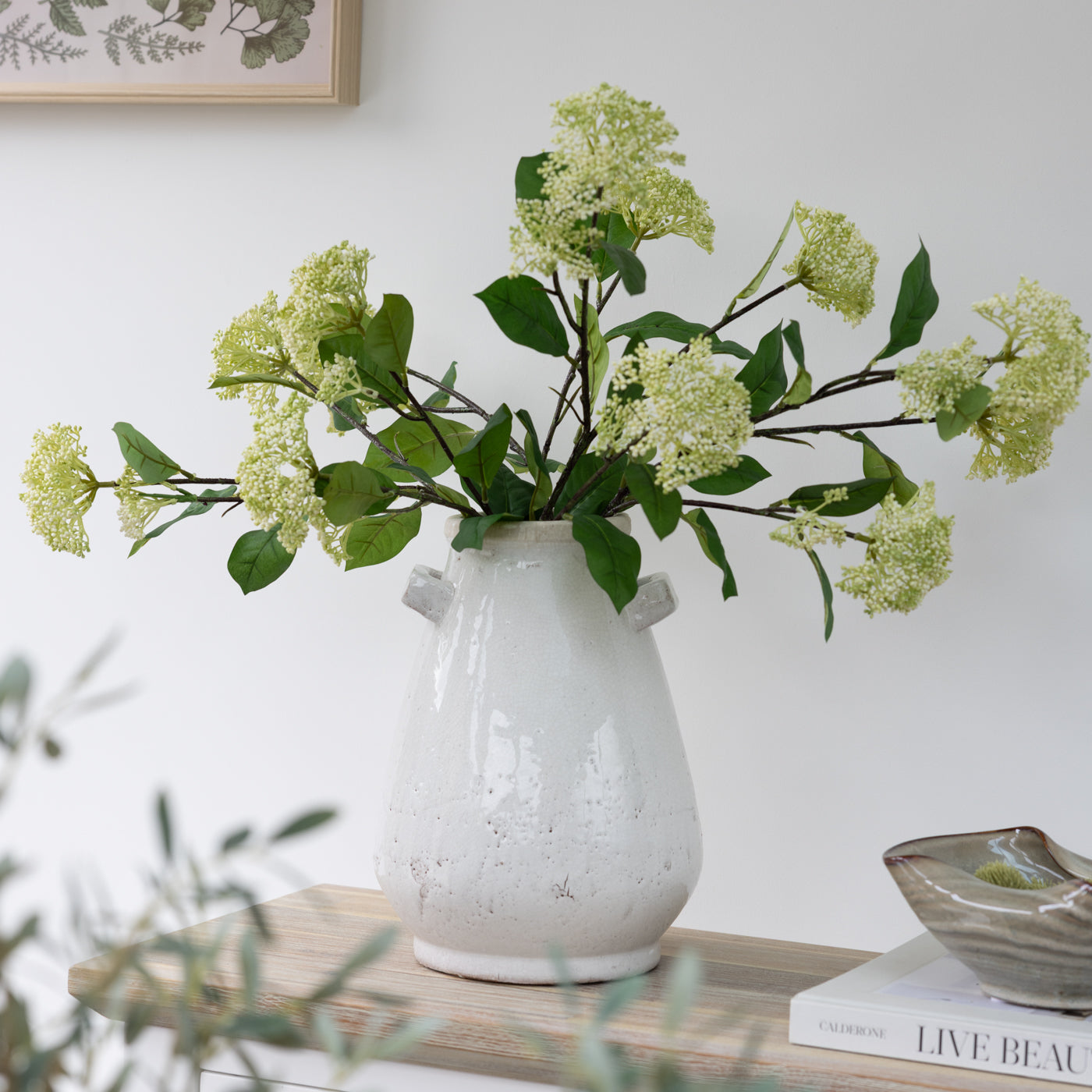 Faux White Elderflower Spray