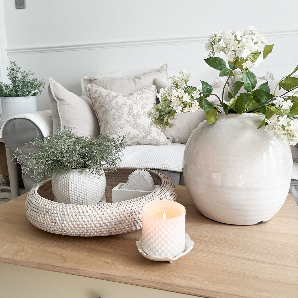 Ferndown Linen Taupe Floral Print Cushion