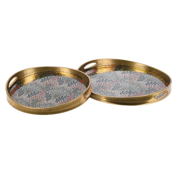 Floral Woodland Trays with Gold Edge