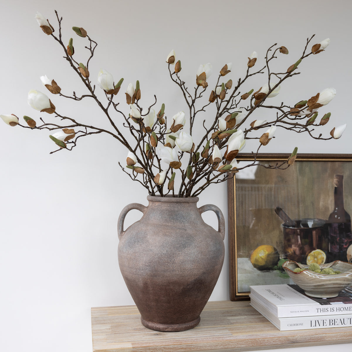 Faux Natural Ivory Magnolia Bud Branch