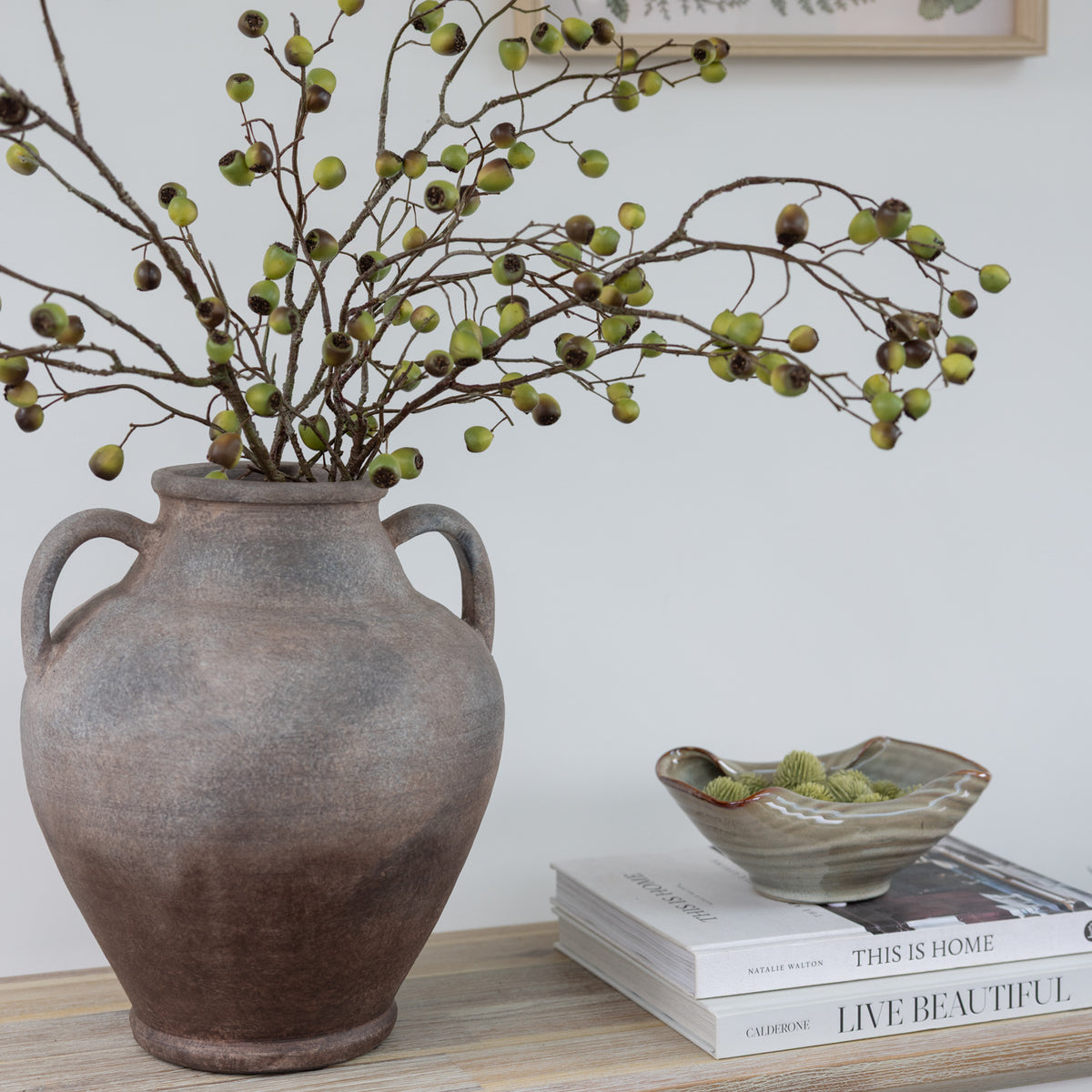 Green Eucalyptus Berry Faux Stem
