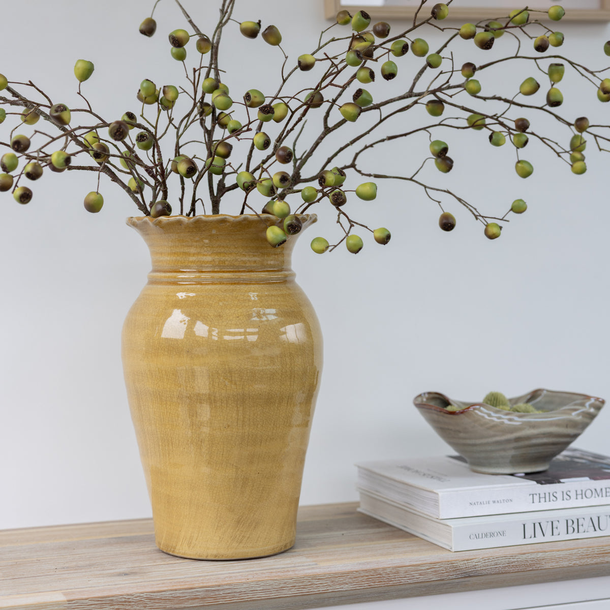 Green Eucalyptus Berry Faux Stem