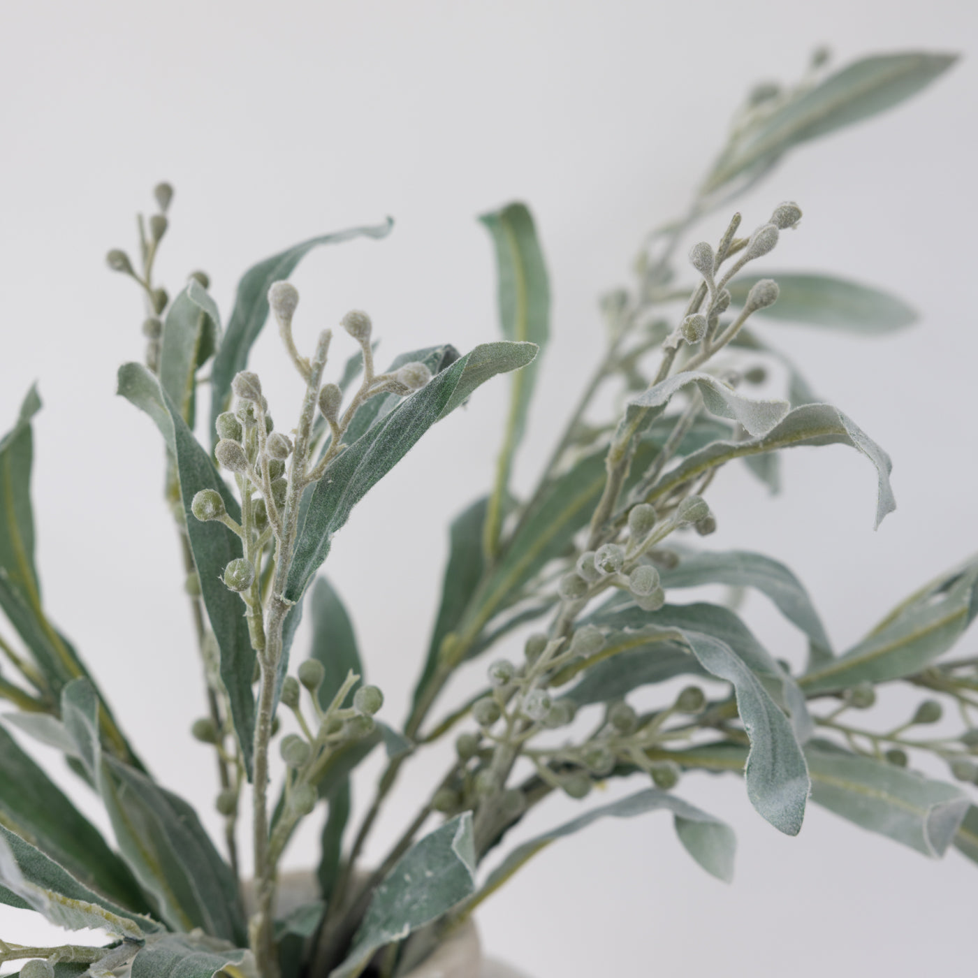 Faux Green Leaf with Berries Spray