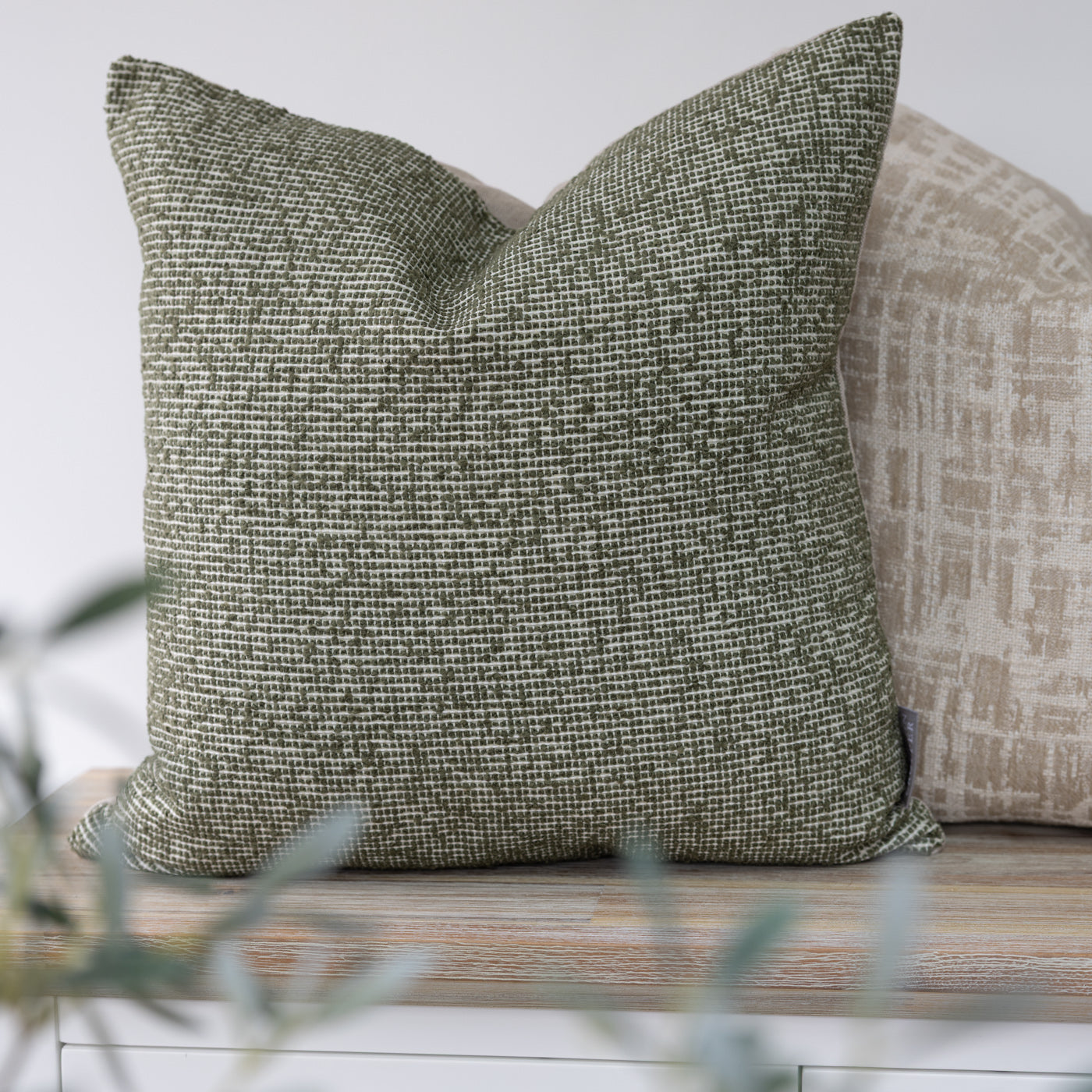 Green Textured Weave Cushion