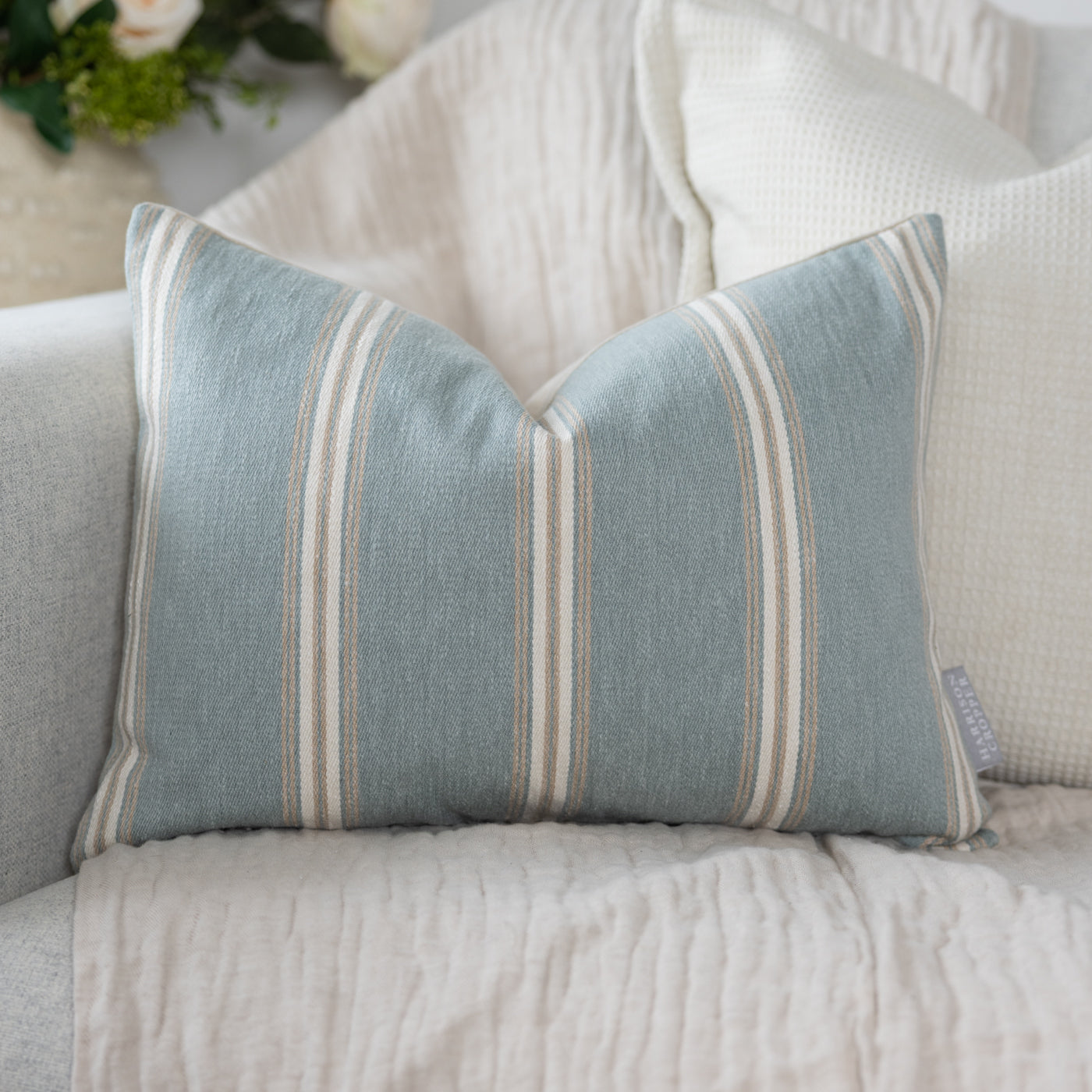Hampton Seafoam Stripe Rectangle Cushion
