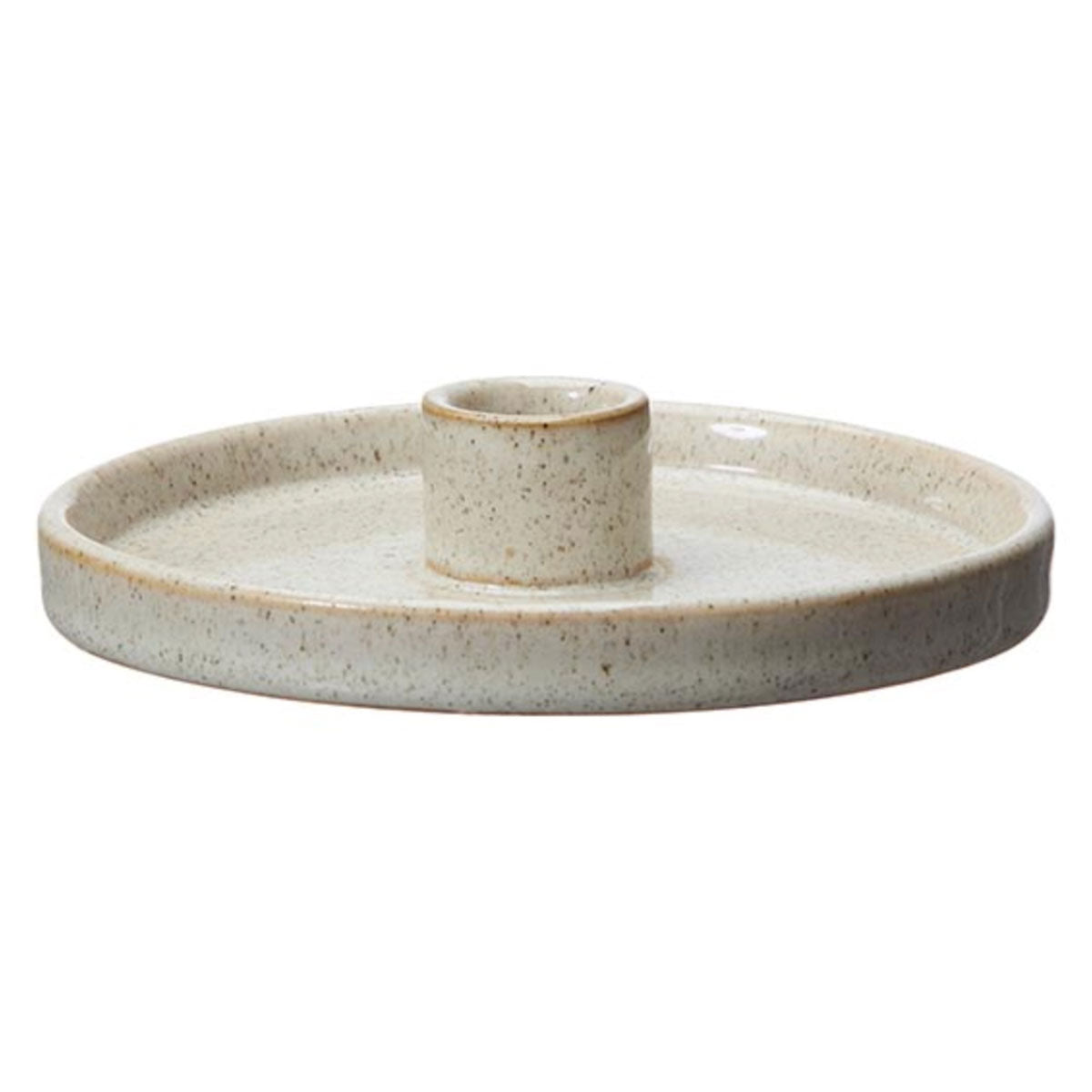 Off White Stoneware Candle Holder